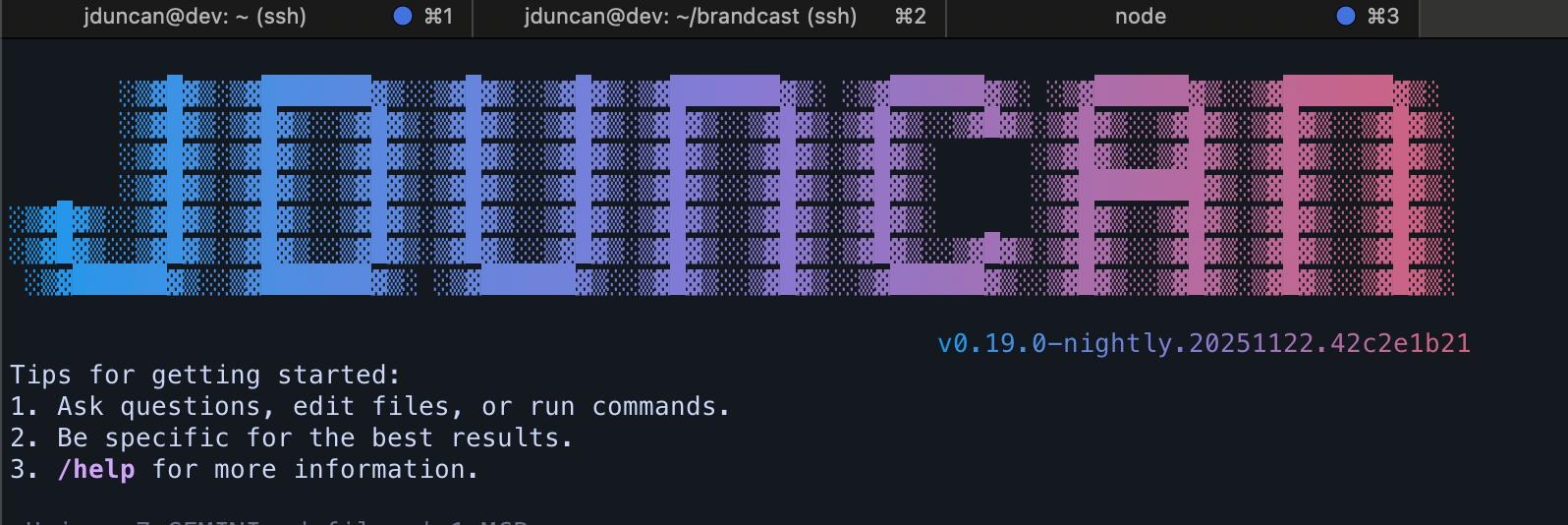 Custom ASCII art banner displayed in the Gemini CLI terminal